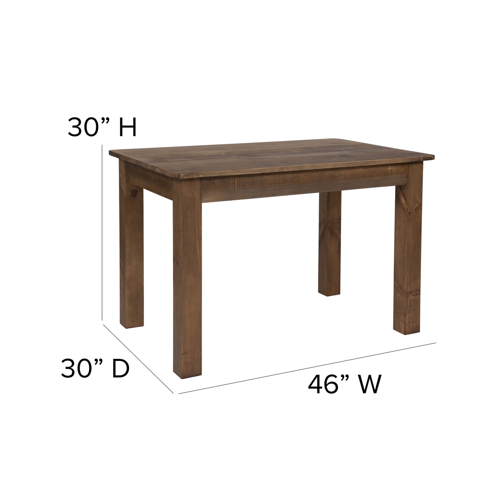 46" x 30" Rectangular Solid Pine Farm Dining Table - Image 5