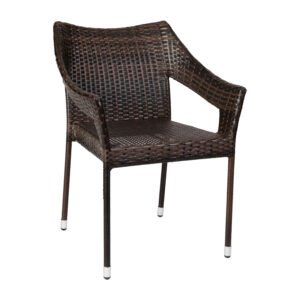 Commercial Grade Stacking Patio Chair, All Weather PE Rattan Wicker Patio Dining Chair