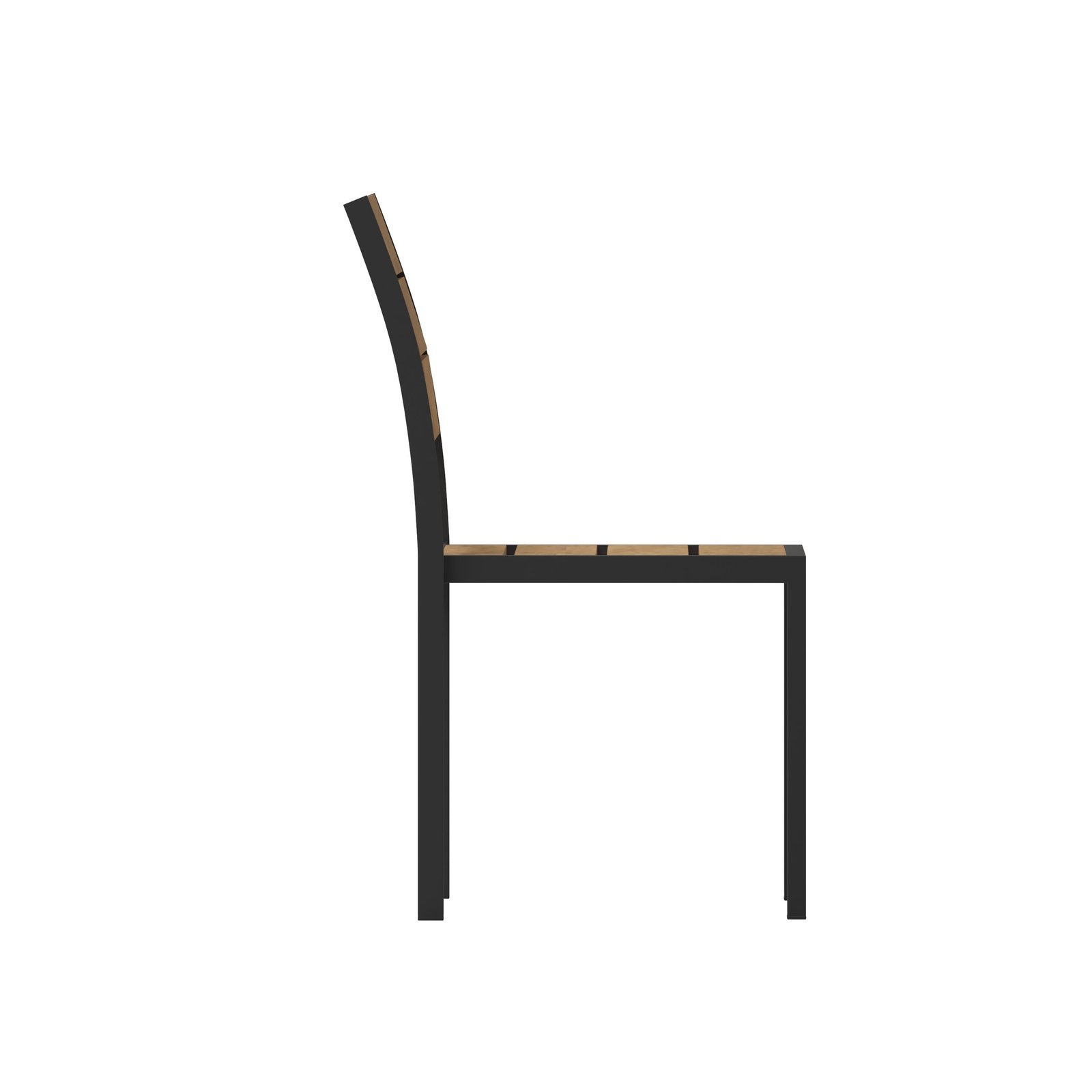 Commercial Grade Armless Patio Chair, Stackable Side Chair with Faux Teak Poly Slats and Metal Frame - Image 22