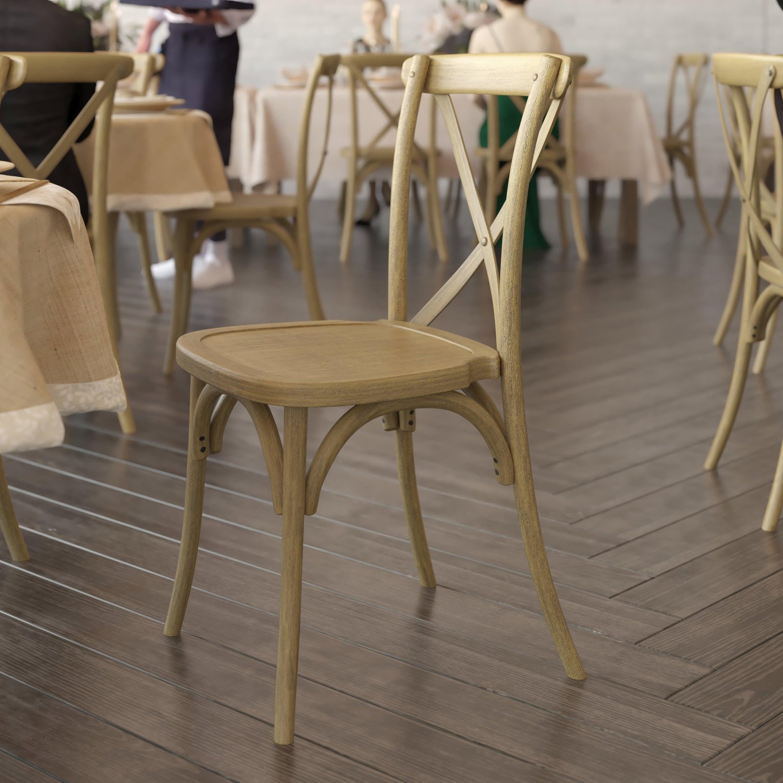 HERCULES Commercial Indoor/Outdoor Wood Look Resin Cross Back Style Chair - Image 28