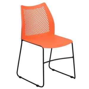 661 lb. Capacity Stack Chair with Air-Vent Back and Powder Coated Sled Base