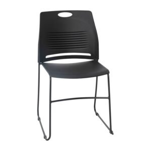 Commercial Grade 660 lb. Capacity Plastic Stack Chair with Powder Coated Sled Base Frame and Integrated Carrying Handle