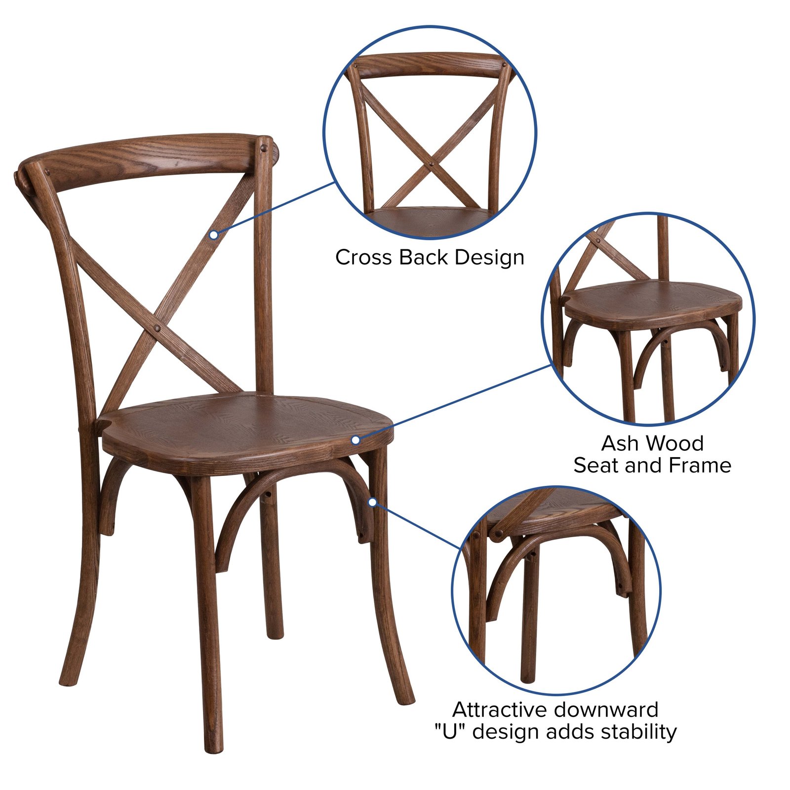 HERCULES Series Stackable Wood Cross Back Chair - Image 17