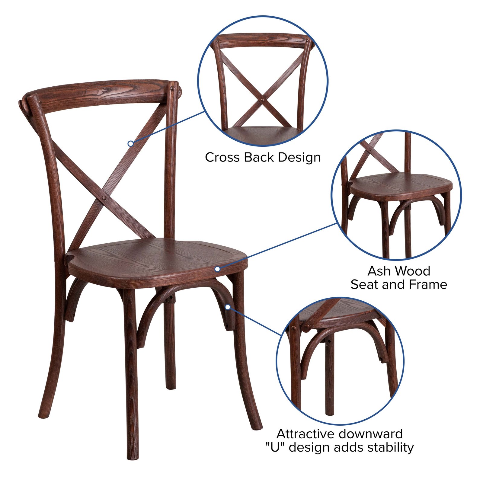 HERCULES Series Stackable Wood Cross Back Chair - Image 28