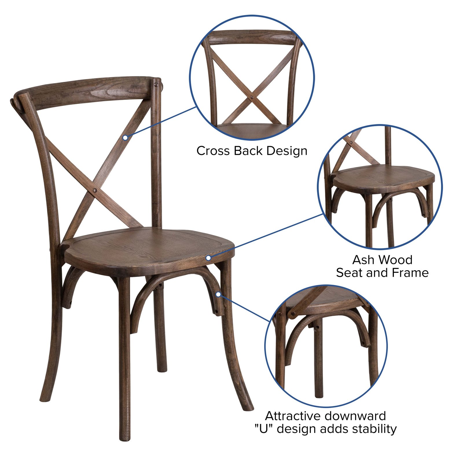 HERCULES Series Stackable Wood Cross Back Chair - Image 40