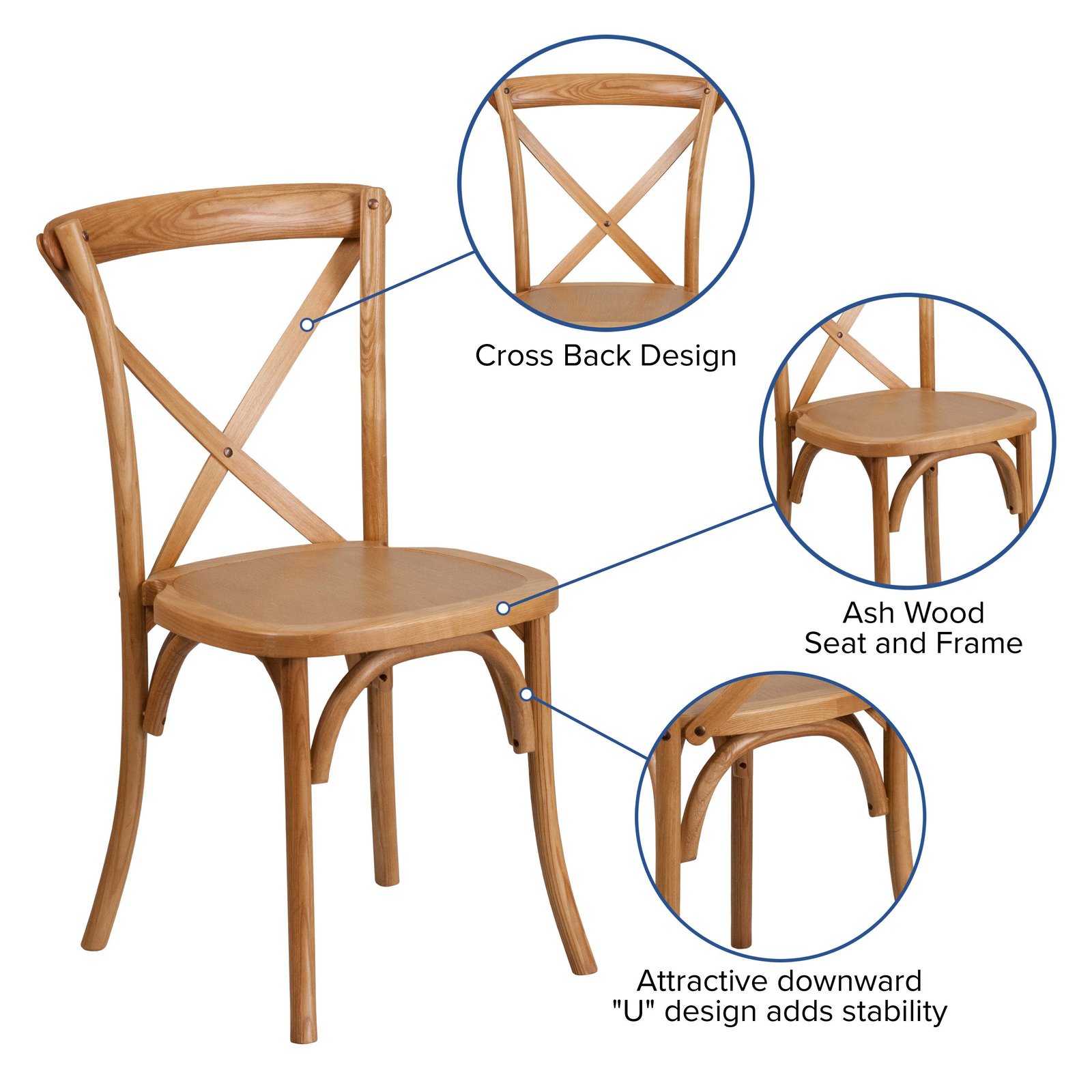 HERCULES Series Stackable Wood Cross Back Chair - Image 5