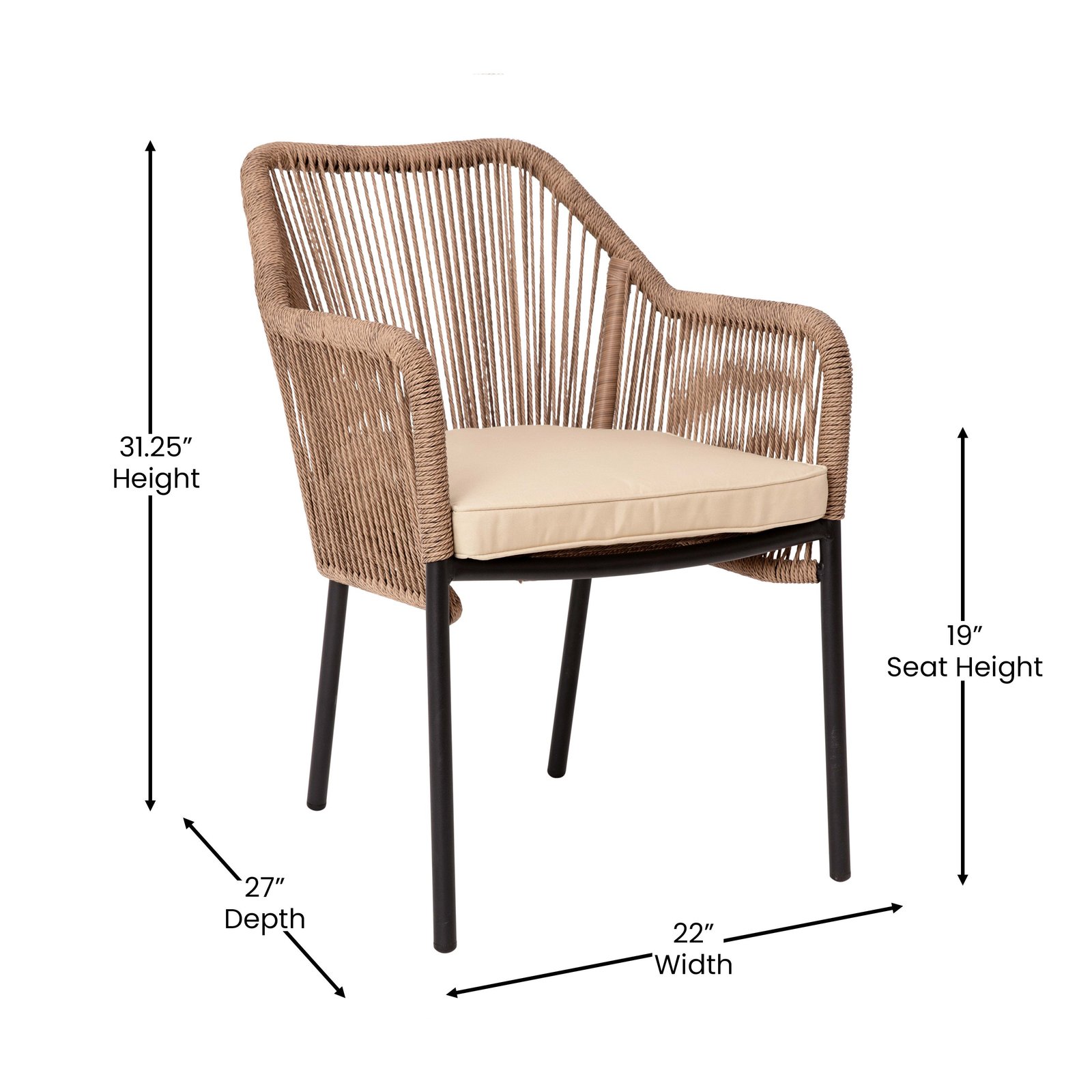 Aluminum Framed Stackable All-Weather Woven Club Chair with Rounded Arms & Zippered Seat Cushions - Image 18