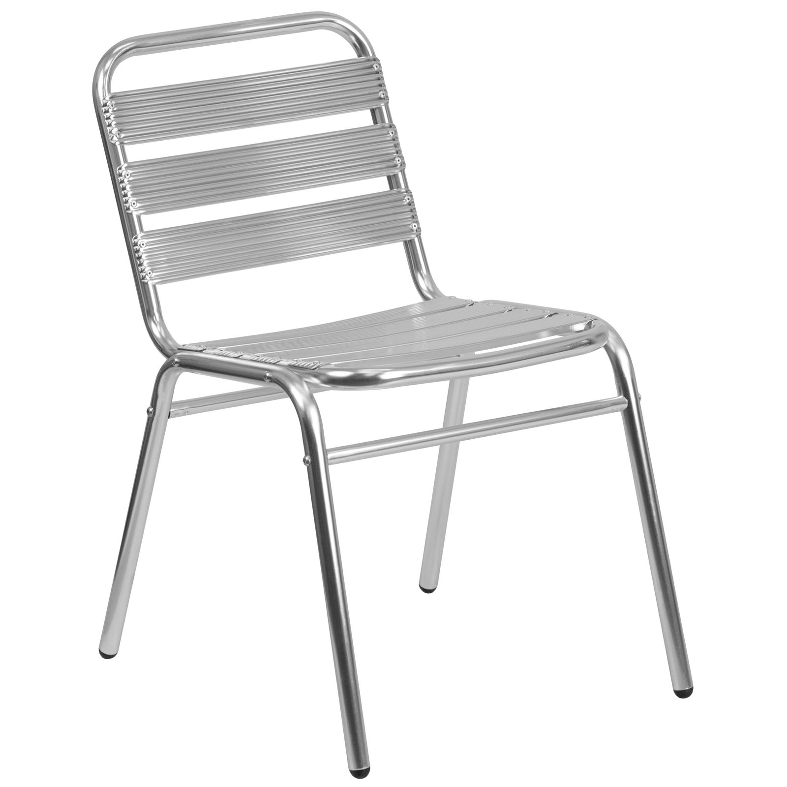 Aluminum Commercial Indoor-Outdoor Armless Restaurant Stack Chair with Triple Slat Back