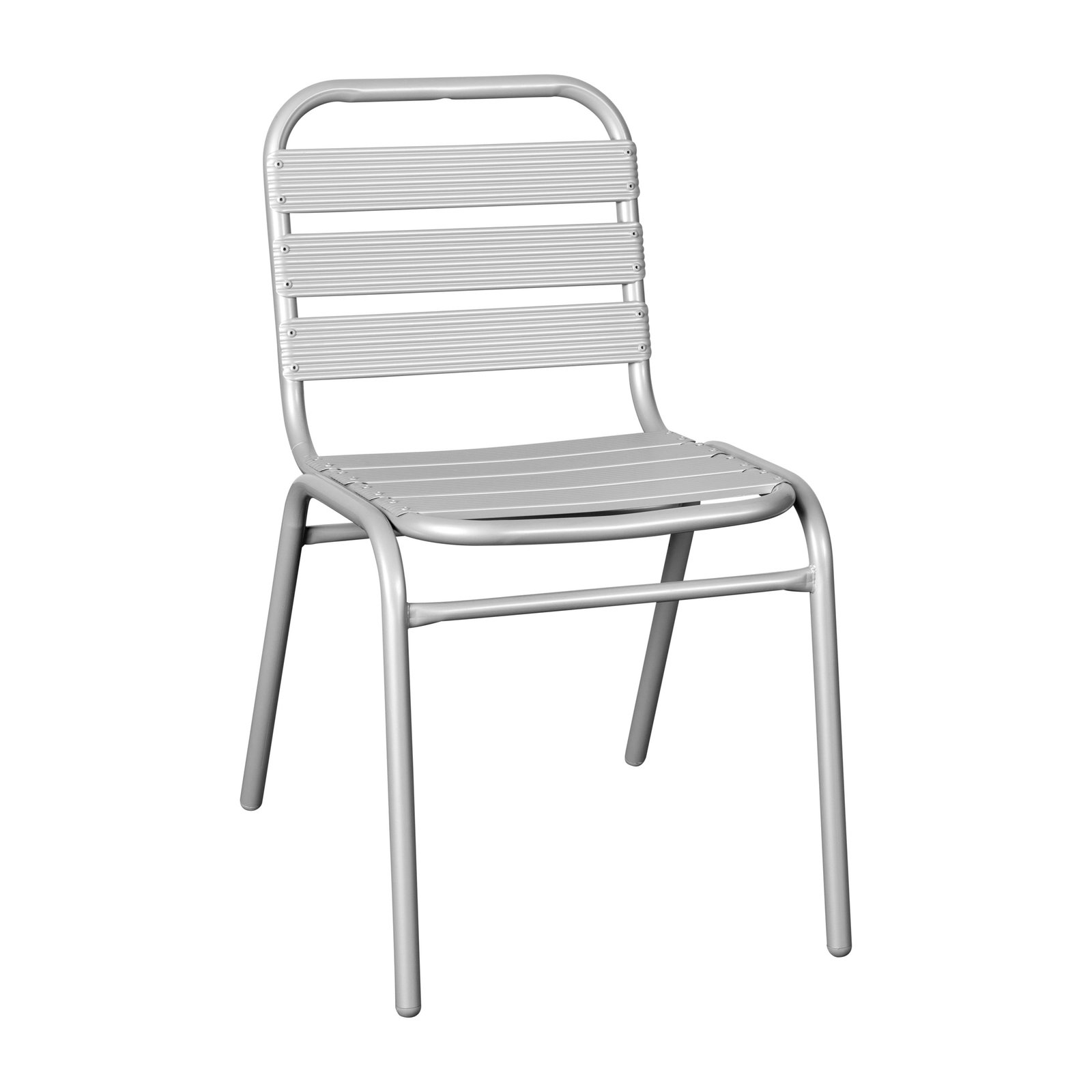 Aluminum Commercial Indoor-Outdoor Armless Restaurant Stack Chair with Triple Slat Back - Image 12