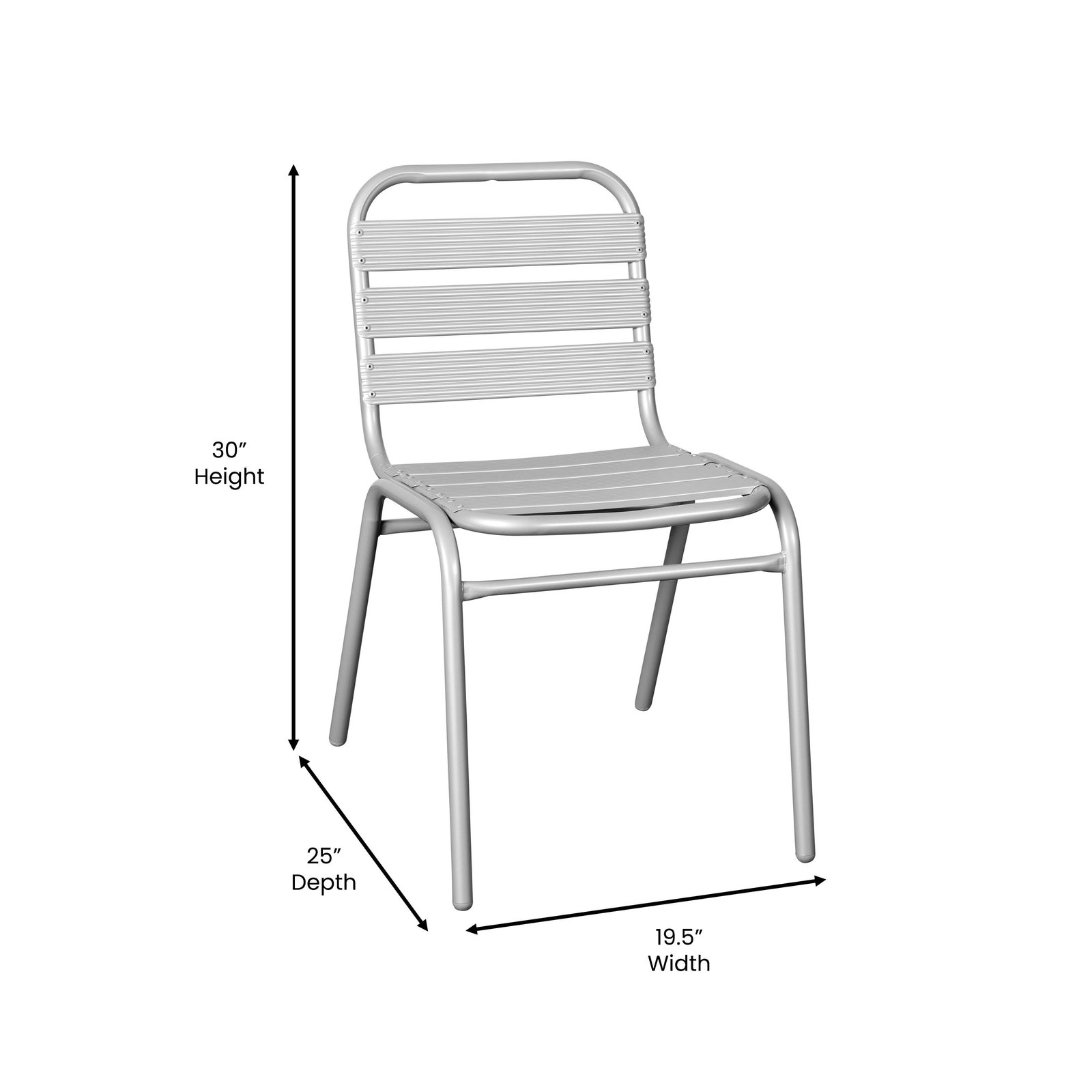 Aluminum Commercial Indoor-Outdoor Armless Restaurant Stack Chair with Triple Slat Back - Image 16