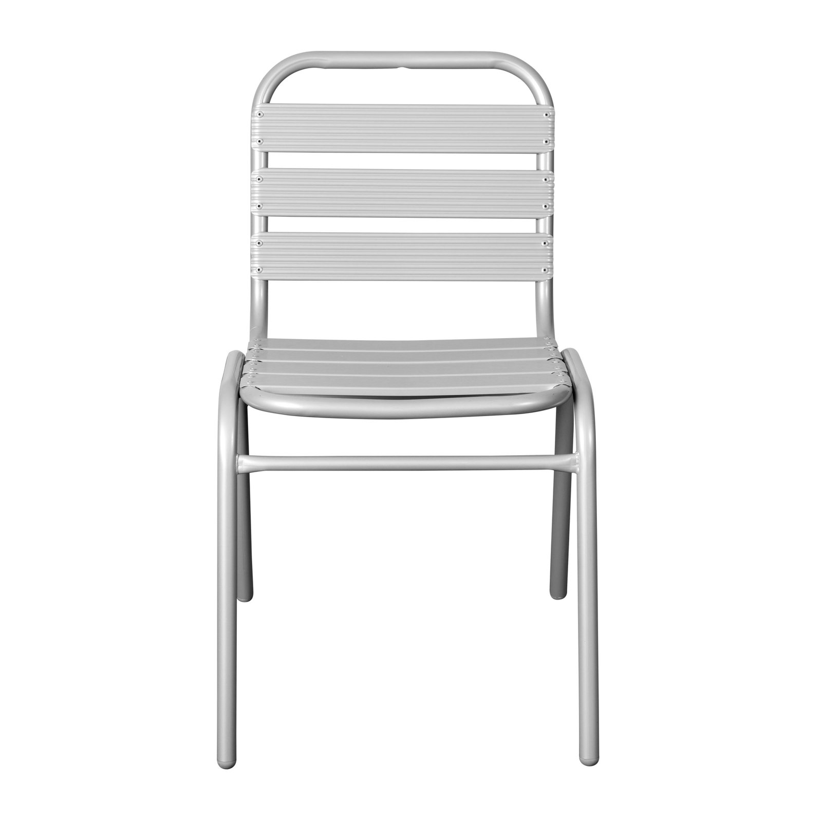 Aluminum Commercial Indoor-Outdoor Armless Restaurant Stack Chair with Triple Slat Back - Image 22