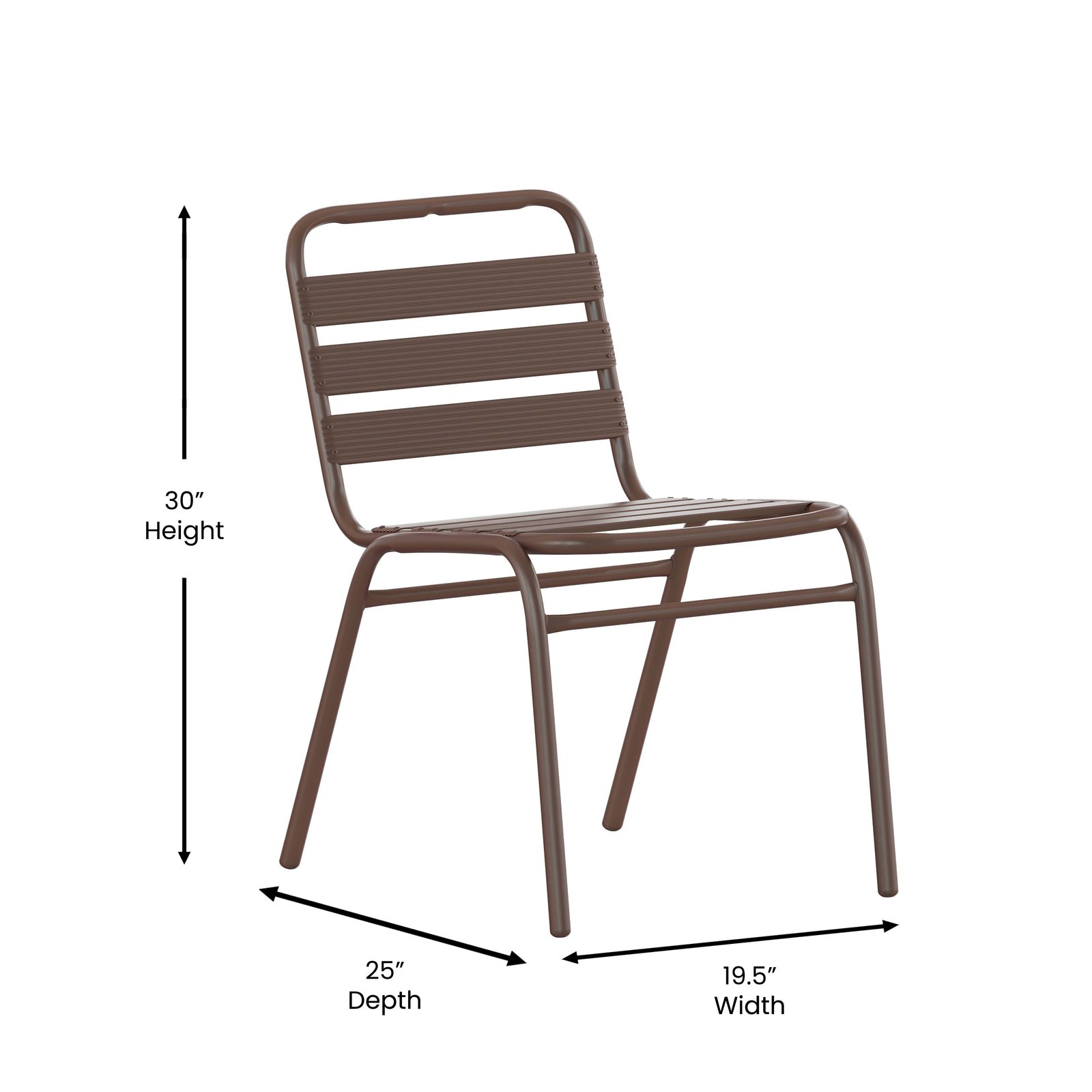 Aluminum Commercial Indoor-Outdoor Armless Restaurant Stack Chair with Triple Slat Back - Image 28