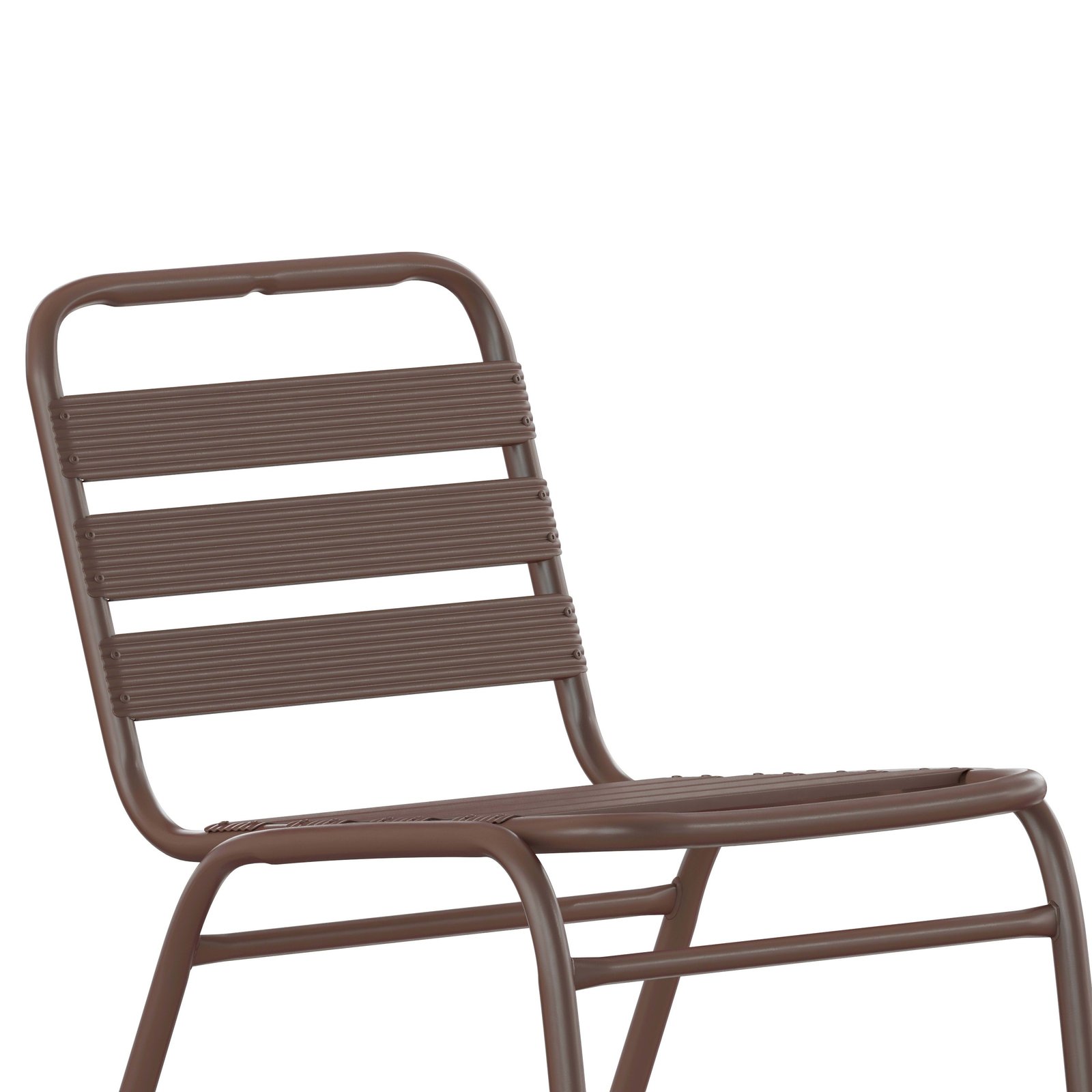Aluminum Commercial Indoor-Outdoor Armless Restaurant Stack Chair with Triple Slat Back - Image 32