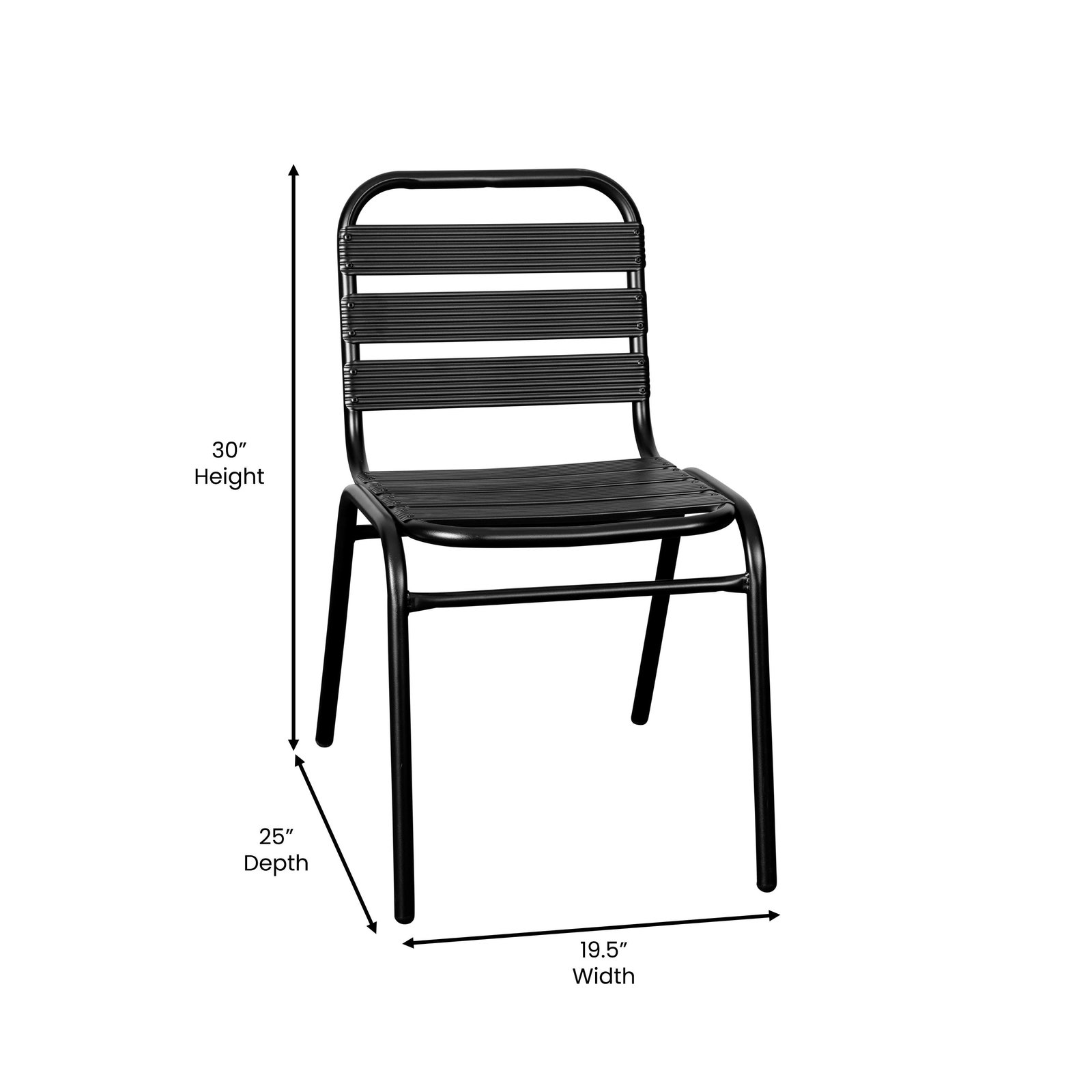 Aluminum Commercial Indoor-Outdoor Armless Restaurant Stack Chair with Triple Slat Back - Image 40