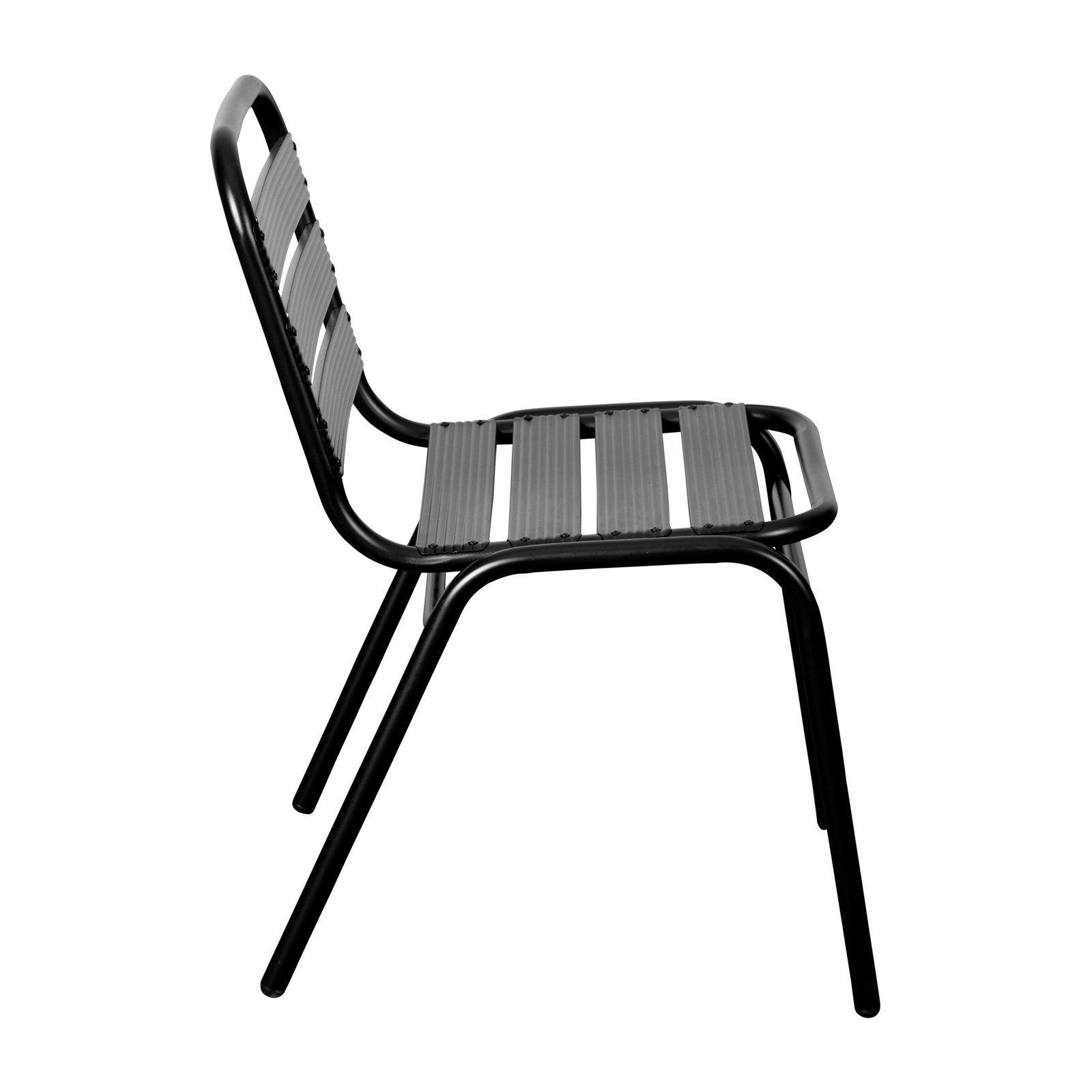 Aluminum Commercial Indoor-Outdoor Armless Restaurant Stack Chair with Triple Slat Back - Image 45