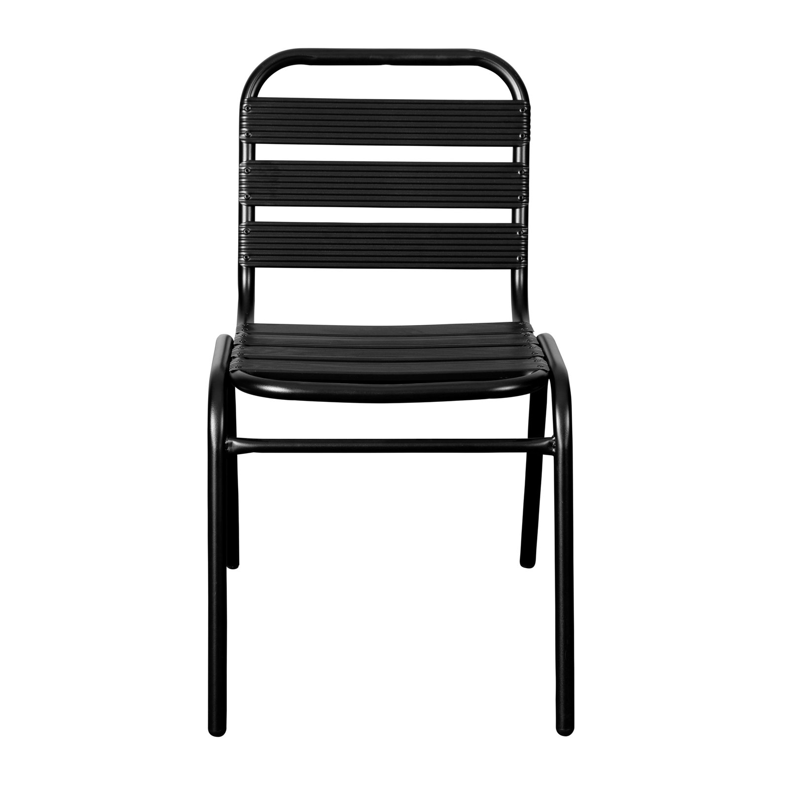 Aluminum Commercial Indoor-Outdoor Armless Restaurant Stack Chair with Triple Slat Back - Image 46