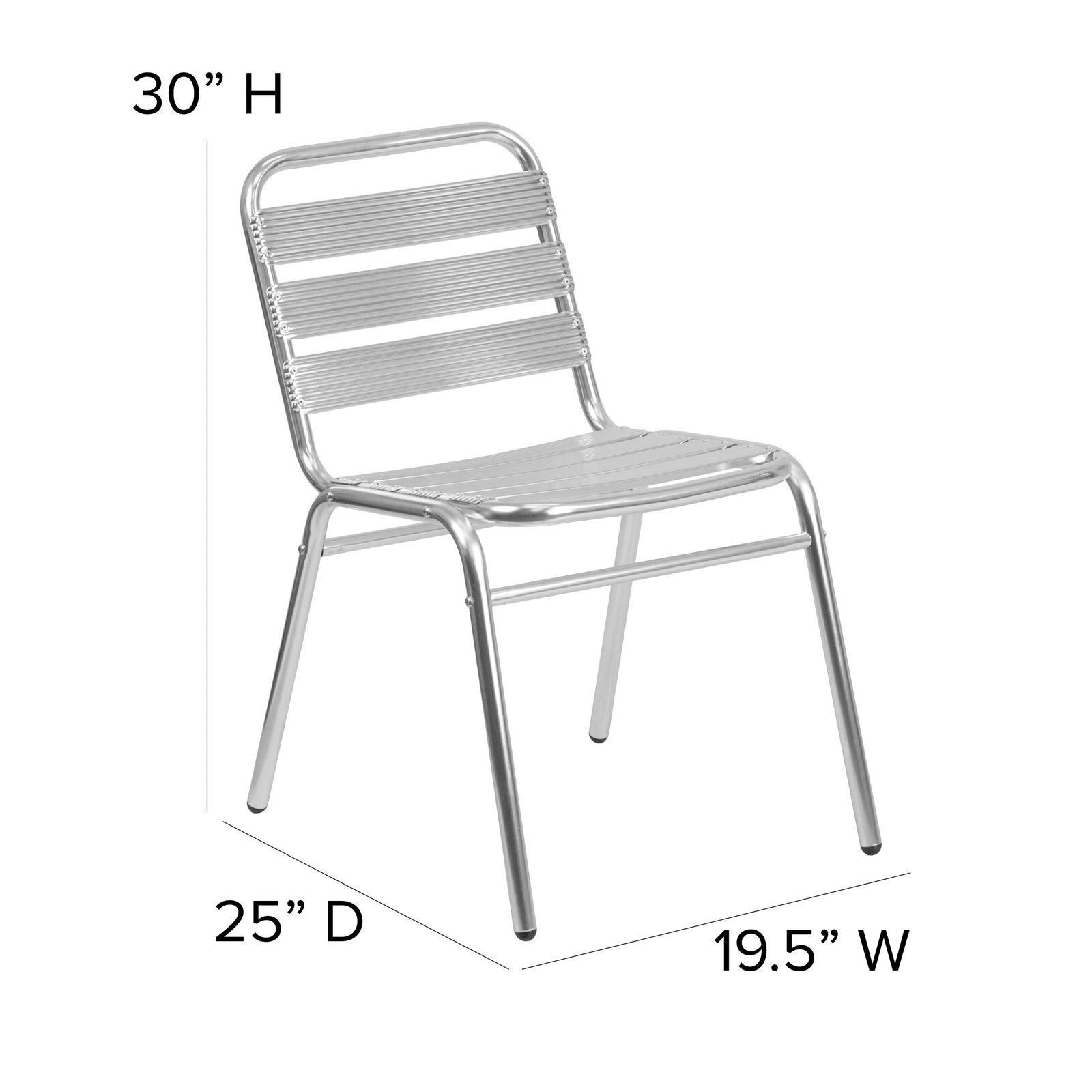 Aluminum Commercial Indoor-Outdoor Armless Restaurant Stack Chair with Triple Slat Back - Image 5