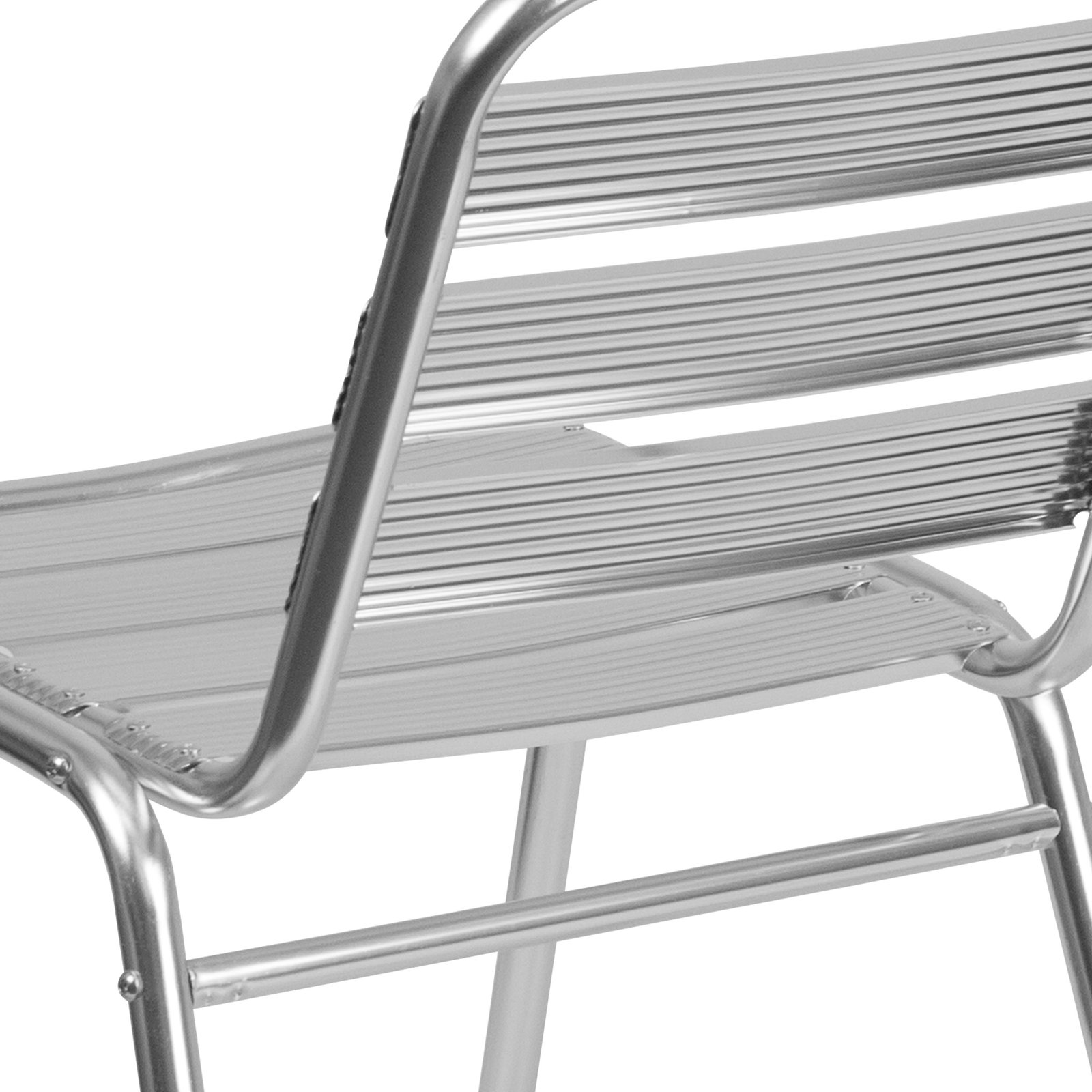 Aluminum Commercial Indoor-Outdoor Armless Restaurant Stack Chair with Triple Slat Back - Image 7