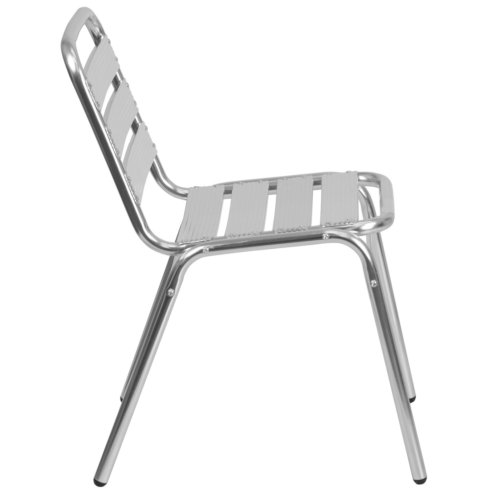 Aluminum Commercial Indoor-Outdoor Armless Restaurant Stack Chair with Triple Slat Back - Image 8