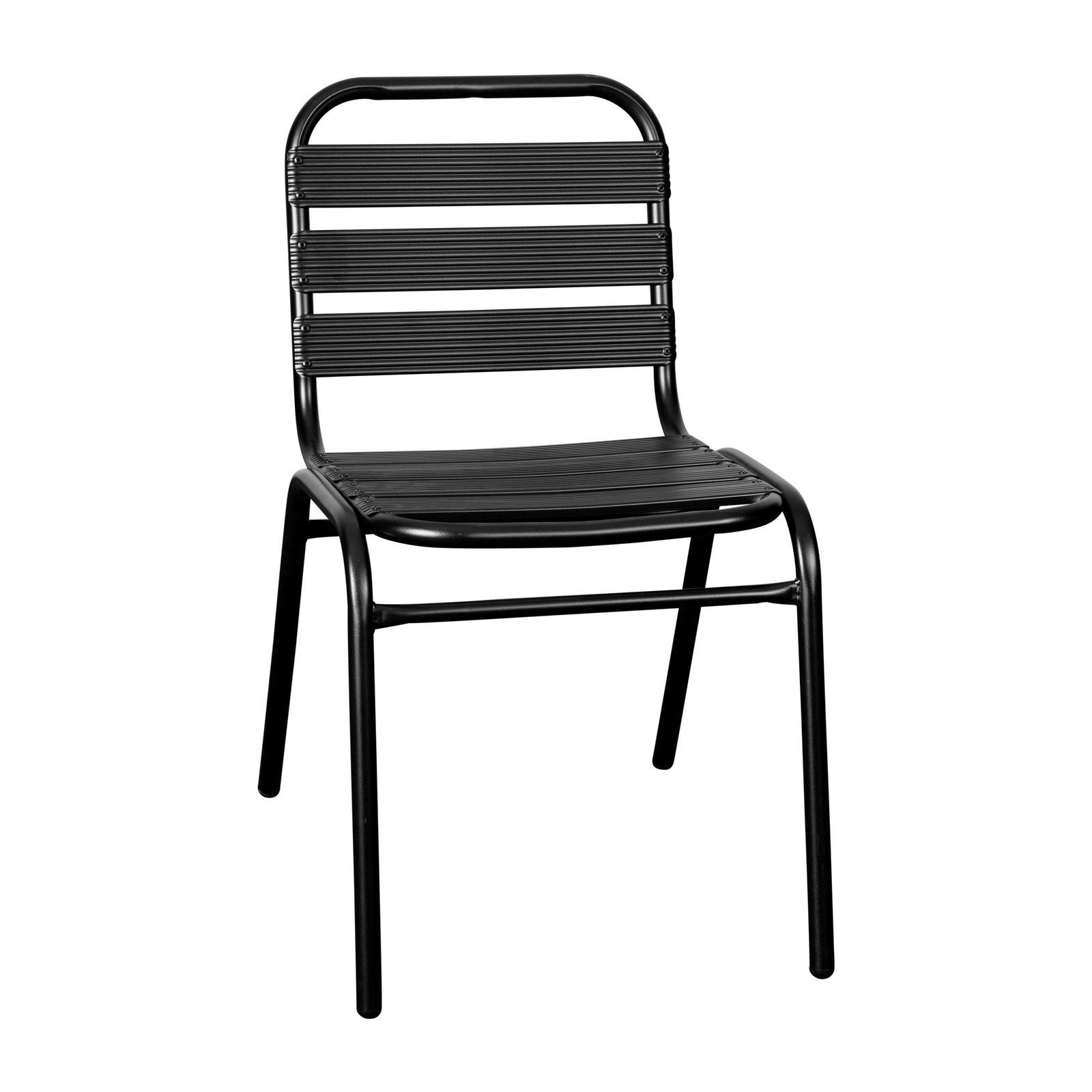 Aluminum Commercial Indoor-Outdoor Armless Restaurant Stack Chair with Triple Slat Back - Image 49