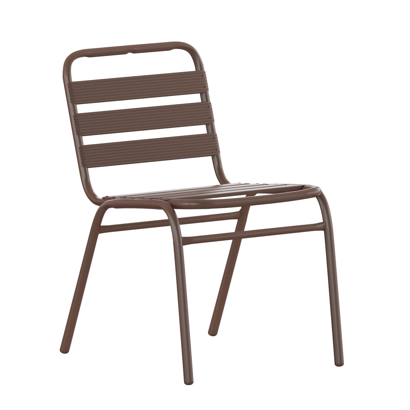 Aluminum Commercial Indoor-Outdoor Armless Restaurant Stack Chair with Triple Slat Back - Image 50