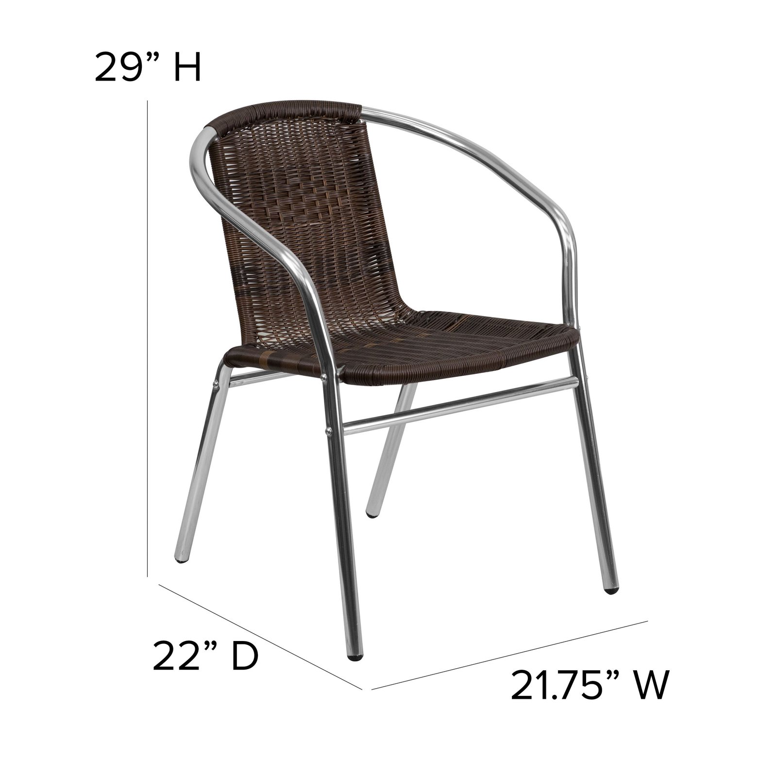 Aluminum and Rattan Commercial Indoor-Outdoor Restaurant Stack Chair - Image 18