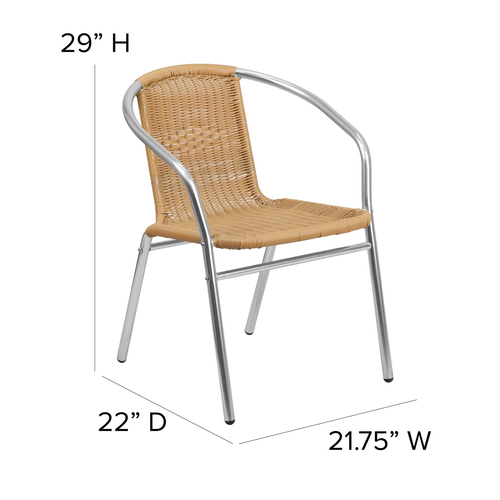Aluminum and Rattan Commercial Indoor-Outdoor Restaurant Stack Chair - Image 30