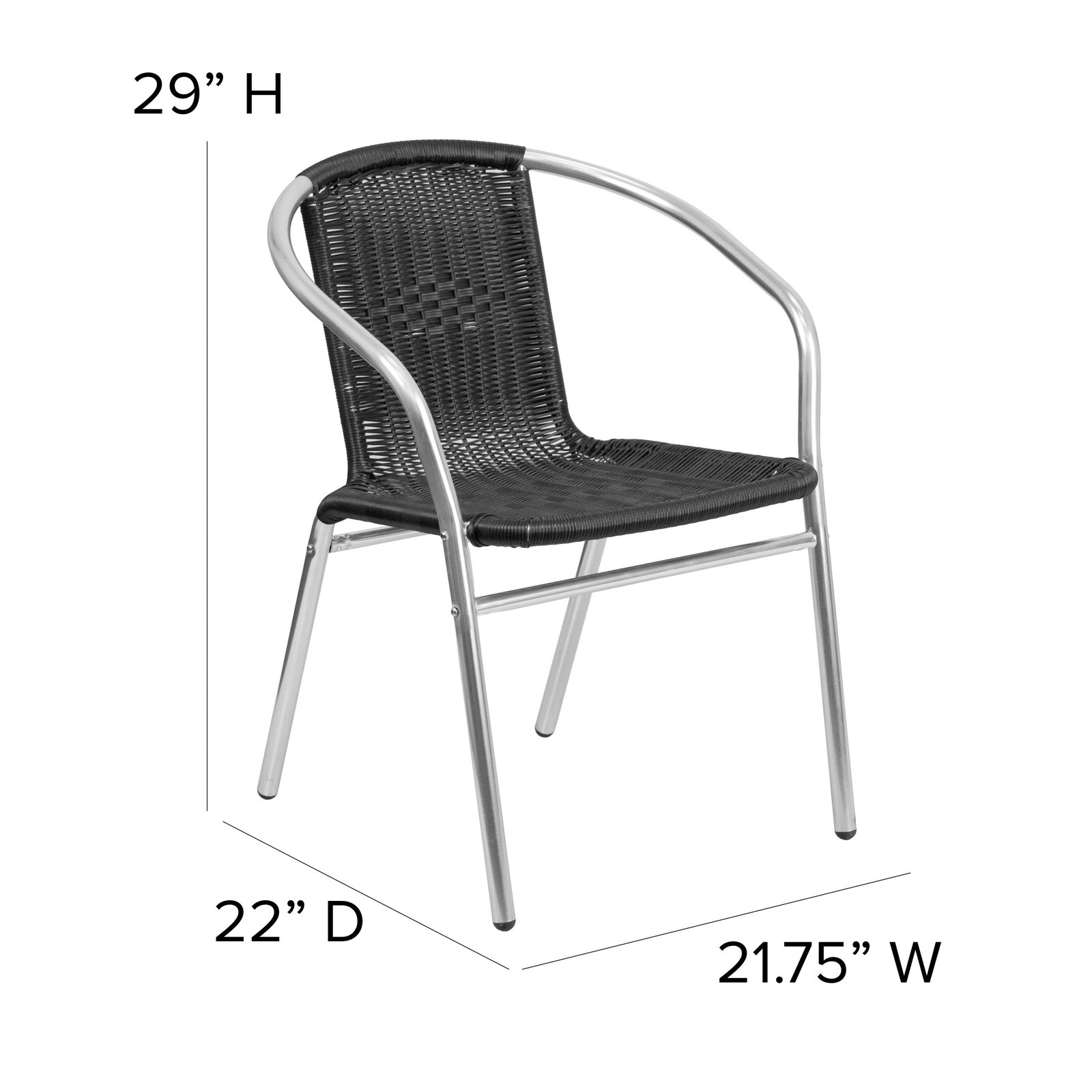 Aluminum and Rattan Commercial Indoor-Outdoor Restaurant Stack Chair - Image 6