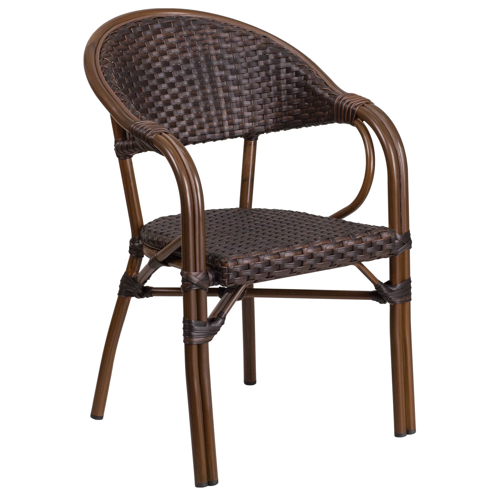 Milano Series Rattan Restaurant Patio Chair with Bamboo-Aluminum Frame - Image 18
