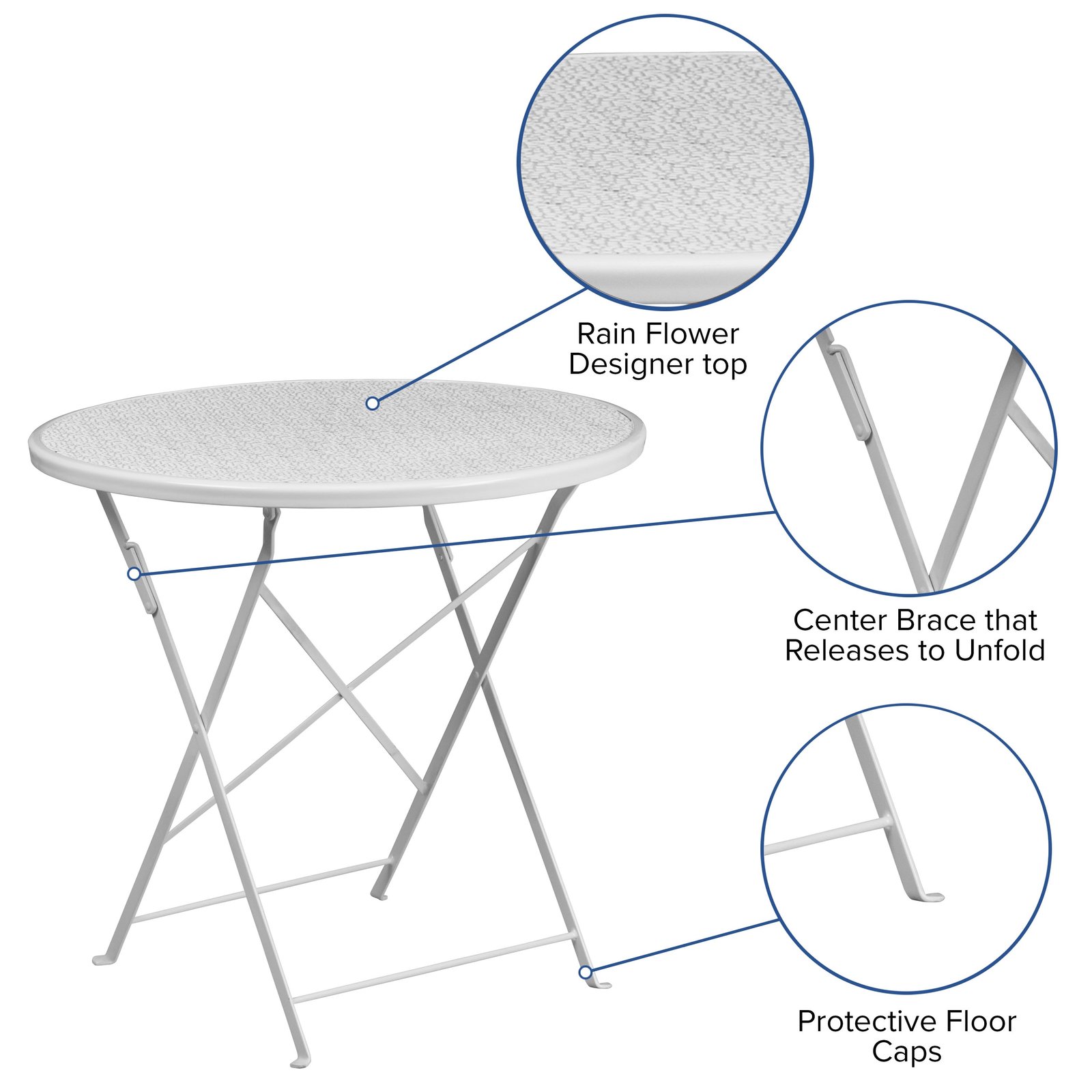 Oia Commercial Grade 30" Round Indoor-Outdoor Steel Folding Patio Table - Image 14