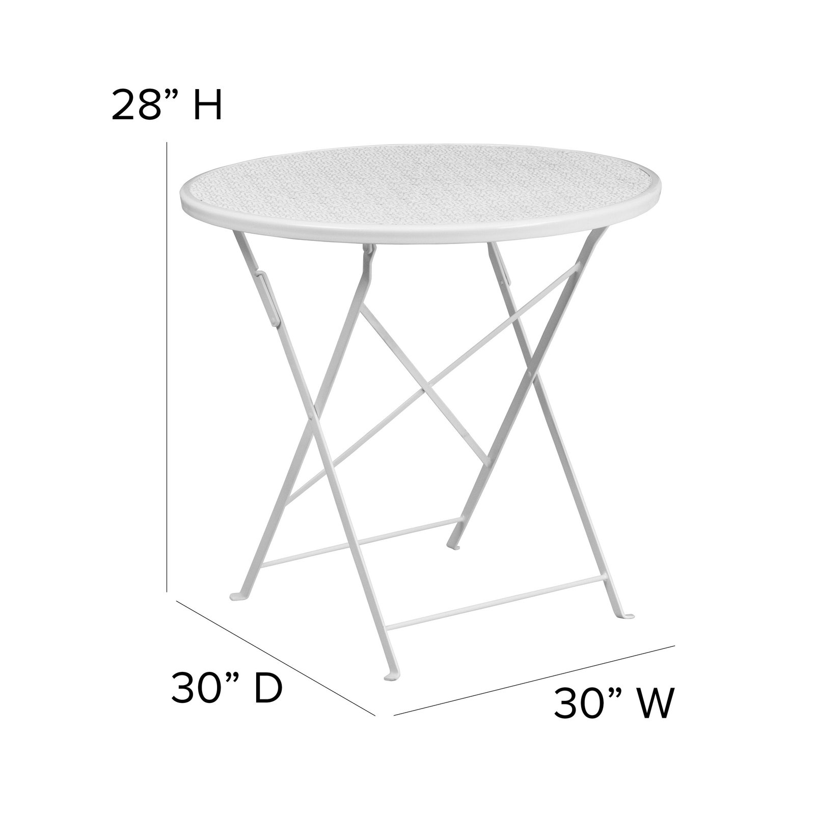 Oia Commercial Grade 30" Round Indoor-Outdoor Steel Folding Patio Table - Image 15