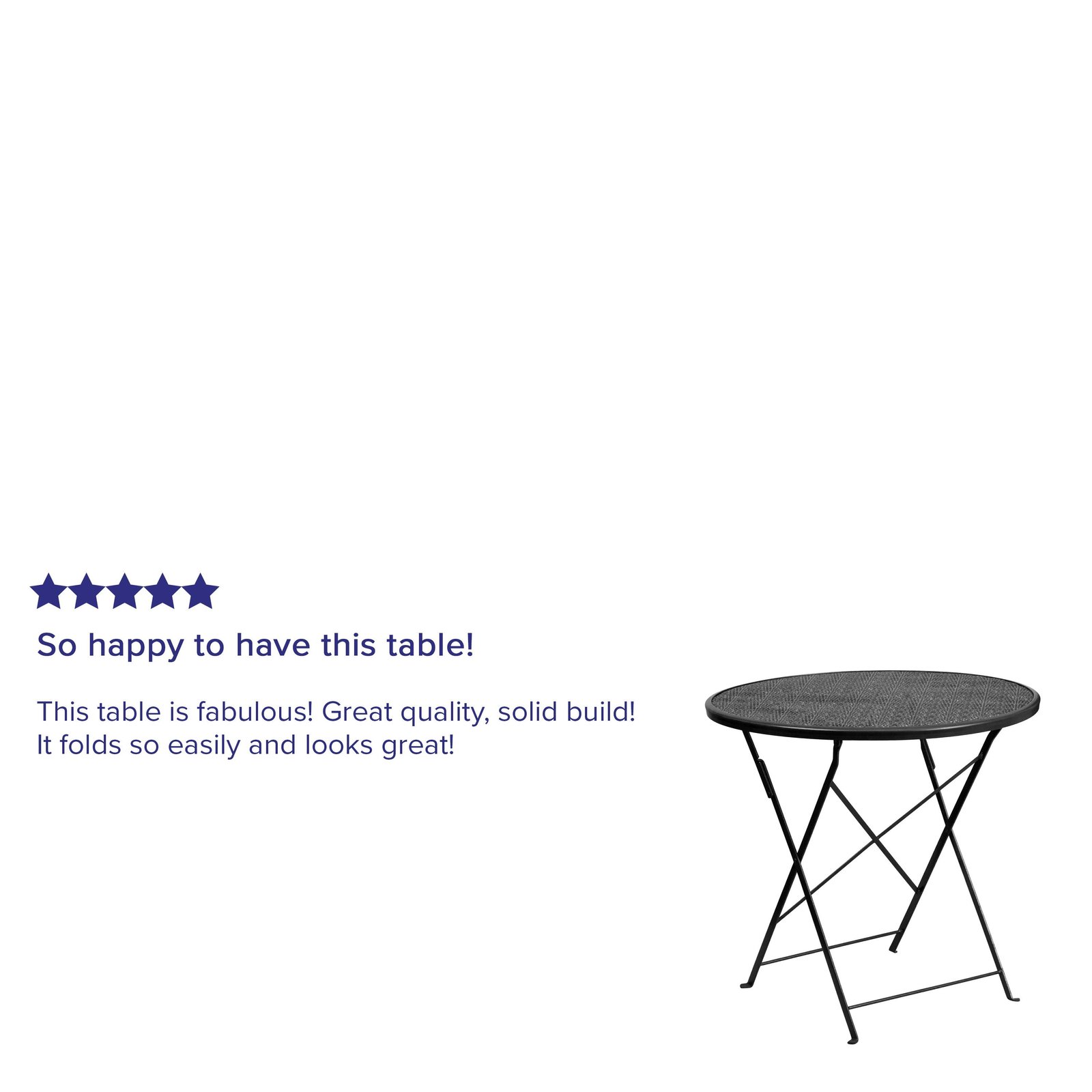Oia Commercial Grade 30" Round Indoor-Outdoor Steel Folding Patio Table - Image 4