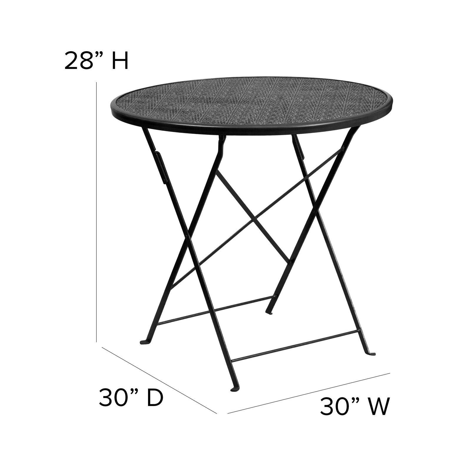 Oia Commercial Grade 30" Round Indoor-Outdoor Steel Folding Patio Table - Image 6