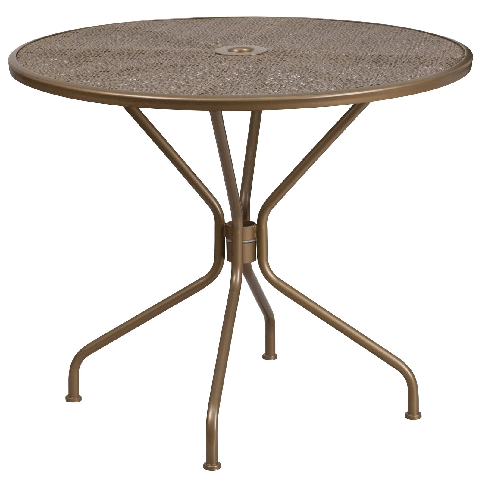 Commercial Grade 35.25" Round Indoor-Outdoor Steel Patio Table with Umbrella Hole - Image 10