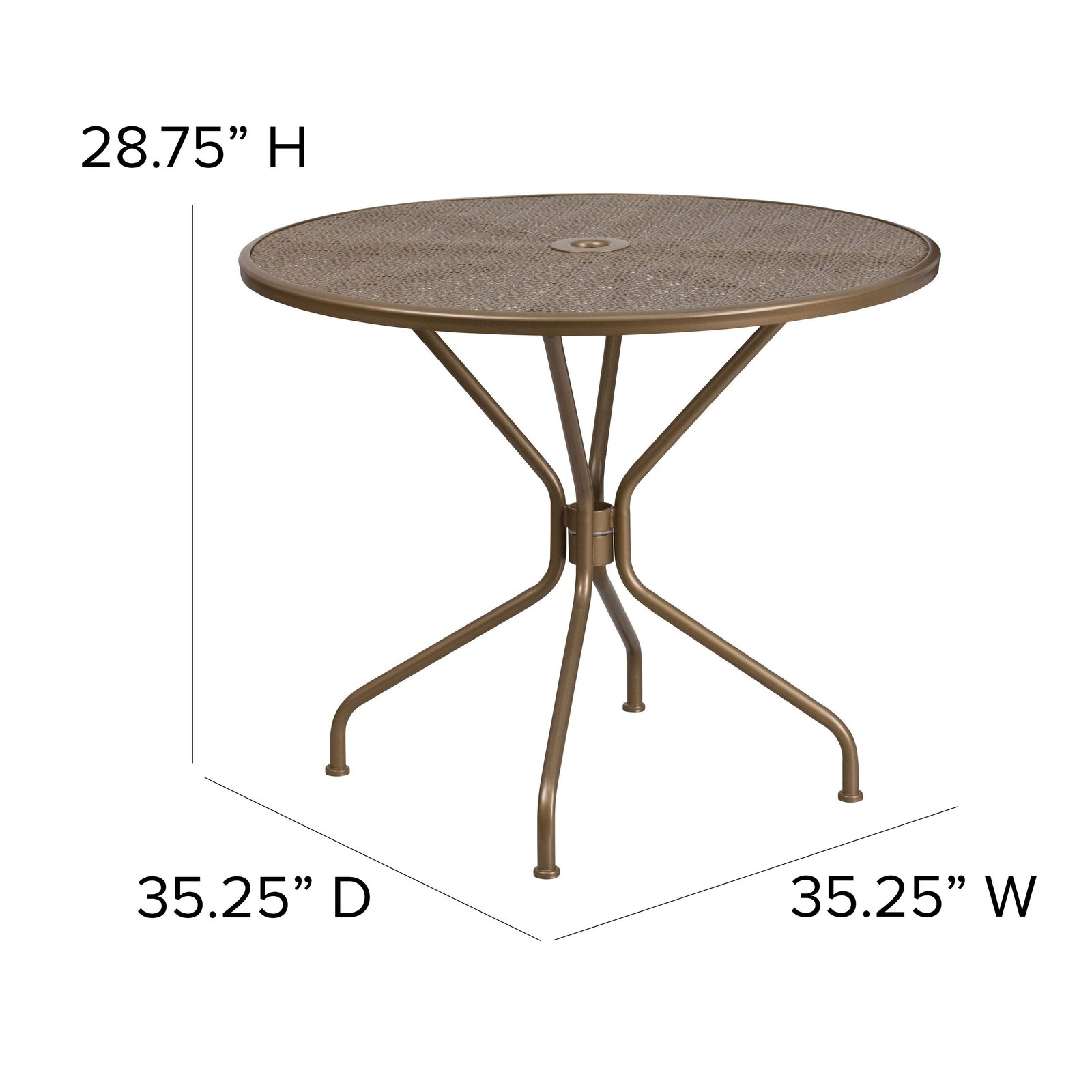 Commercial Grade 35.25" Round Indoor-Outdoor Steel Patio Table with Umbrella Hole - Image 15