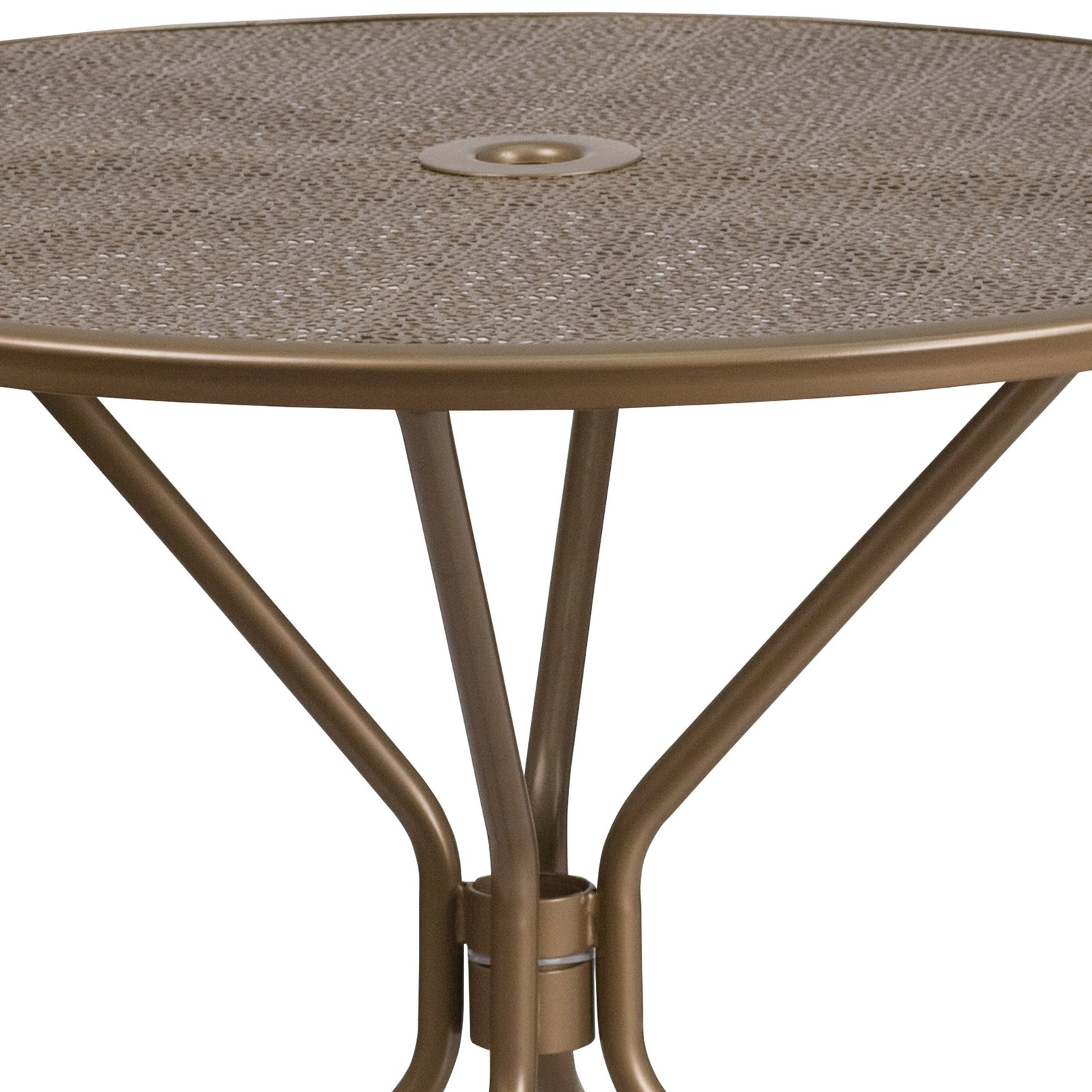 Commercial Grade 35.25" Round Indoor-Outdoor Steel Patio Table with Umbrella Hole - Image 16
