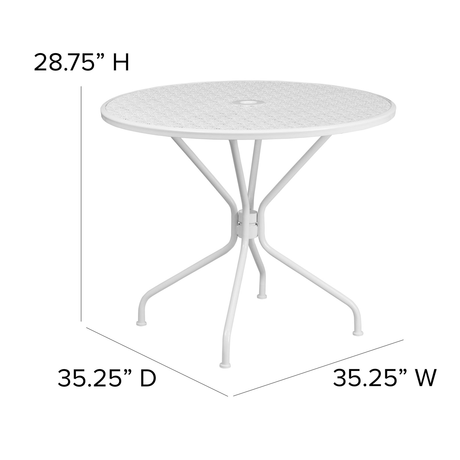 Commercial Grade 35.25" Round Indoor-Outdoor Steel Patio Table with Umbrella Hole - Image 31
