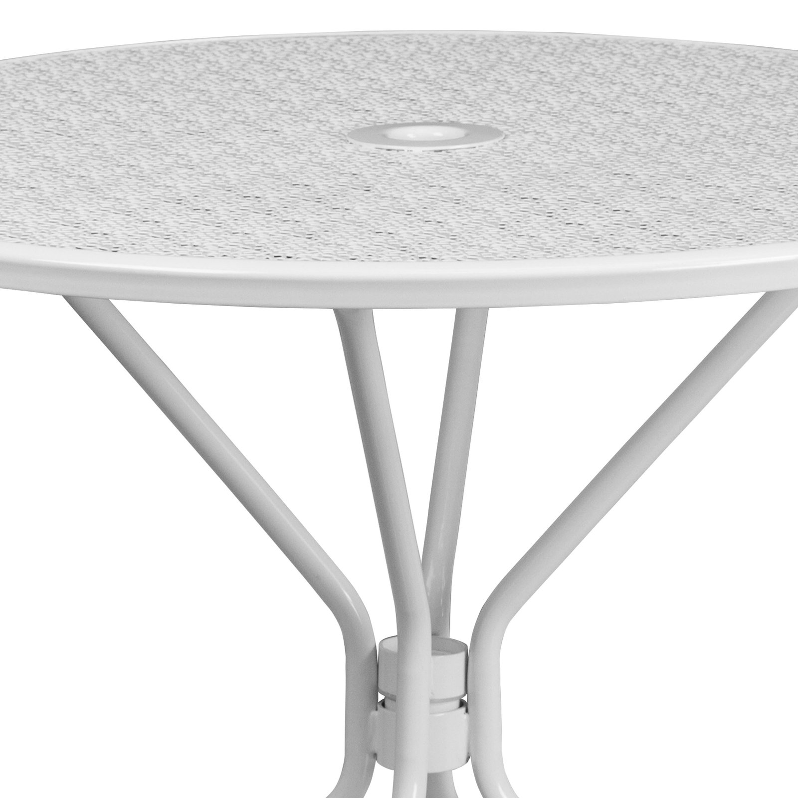 Commercial Grade 35.25" Round Indoor-Outdoor Steel Patio Table with Umbrella Hole - Image 32