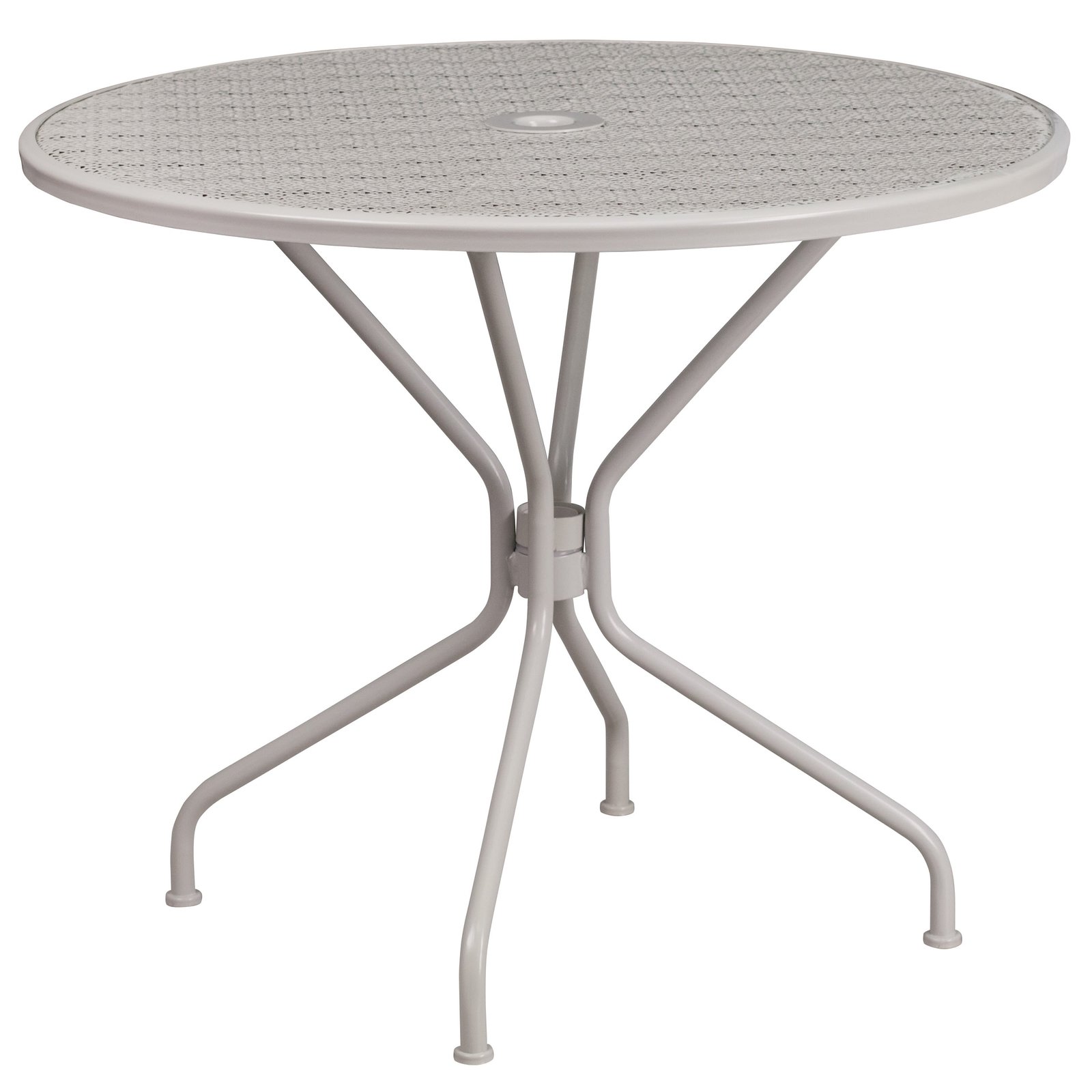 Commercial Grade 35.25" Round Indoor-Outdoor Steel Patio Table with Umbrella Hole - Image 48