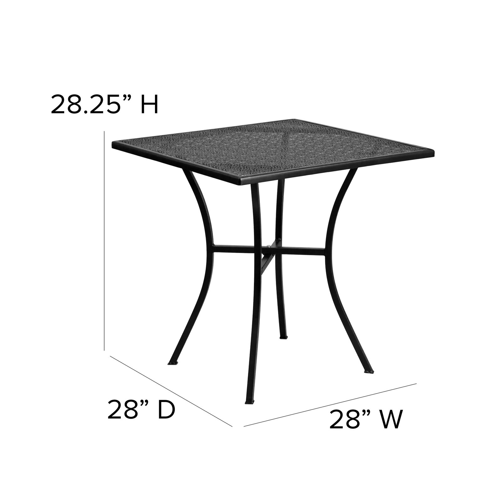 Commercial Grade Square Patio Table | Outdoor Steel Square Patio Table - Image 6